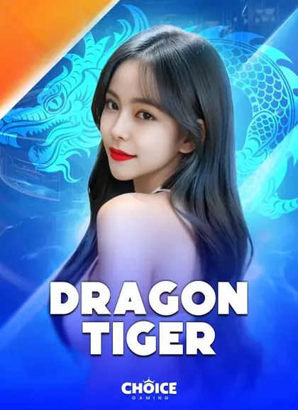ปกเกมไพ่ Dragon Tiger ภาพหญิงสาวผมยาวบนพื้นฟ้าน้ำเงิน