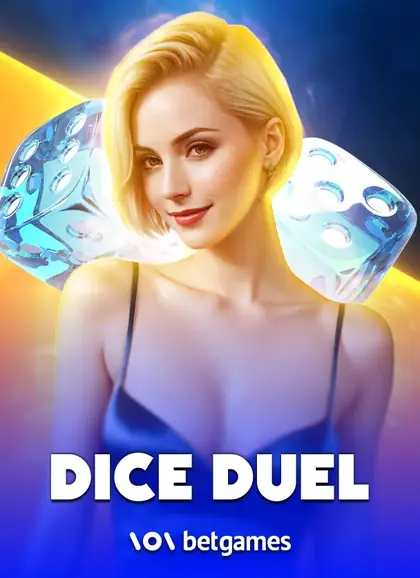 ปกเกม Dice Duel ภาพหญิงสาวผมสีทองกับลูกเต๋าใส