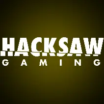โลโก้ Hacksaw Gaming ตัวอักษรขาวบนพื้นเขียวมะกอกเข้ม