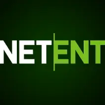 โลโก้ NetEnt ตัวอักษรขาวเขียวบนพื้นสีเขียวเข้ม