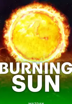 ปกเกม Burning Sun ภาพดวงอาทิตย์ลุกไหม้บนพื้นสีเขียว