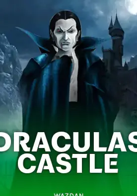 ปกเกม Dracula's Castle ภาพแดร็กคูลาและปราสาทบนพื้นเขียวเข้ม
