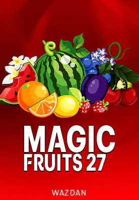 ปกเกม Magic Fruits 27 ภาพกองผลไม้สดบนพื้นสีแดง