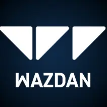โลโก้ WAZDAN ตัวอักษรขาวบนพื้นน้ำเงินเข้ม